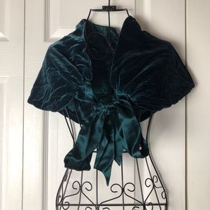 BEBE velvet and silk shoulder wrap